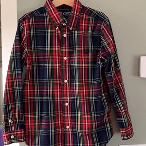 Chaps Plaid Red Navy Dress Shirt button down